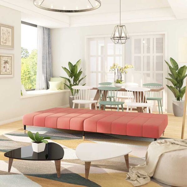 vidaXL Canapea extensibilă cu 2 locuri, roz, catifea