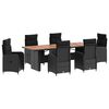 vidaXL Set dining pentru exterior 7 buc. Negru poliratan