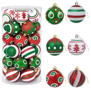 vidaXL Set de globuri de Crăciun 30 buc. Alb, roșu și verde &Oslash; 6 cm