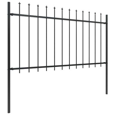 vidaXL Gard de grădină cu vârf suliță, negru, 10,2 m, oțel