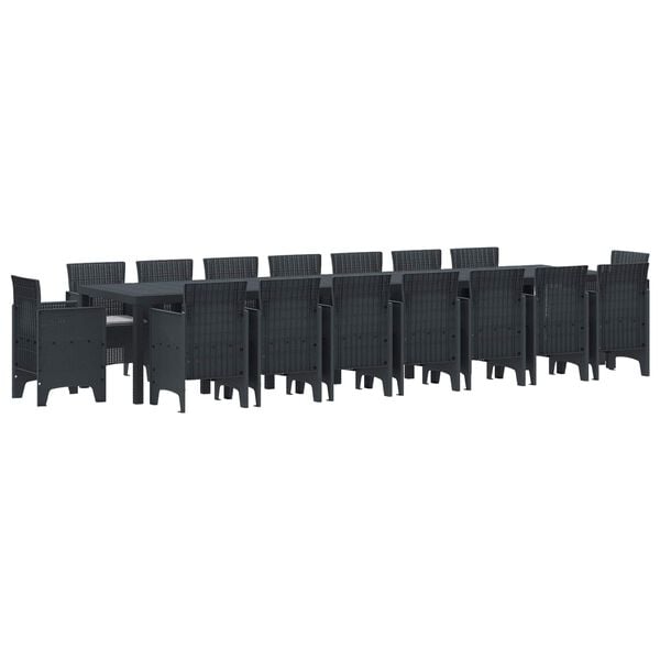 vidaXL Set de masă de grădină cu perne cu pernă 17 pcs Antracit PP