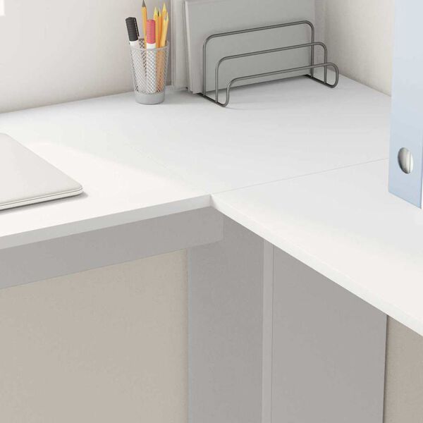 vidaXL Birou Colțar cu Depozitare cu raft Alb 140 x 113.5 x 75 cm