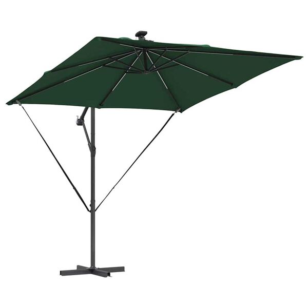 vidaXL Parasol banana cu brațe Verde 249 x 249 x 250 cm