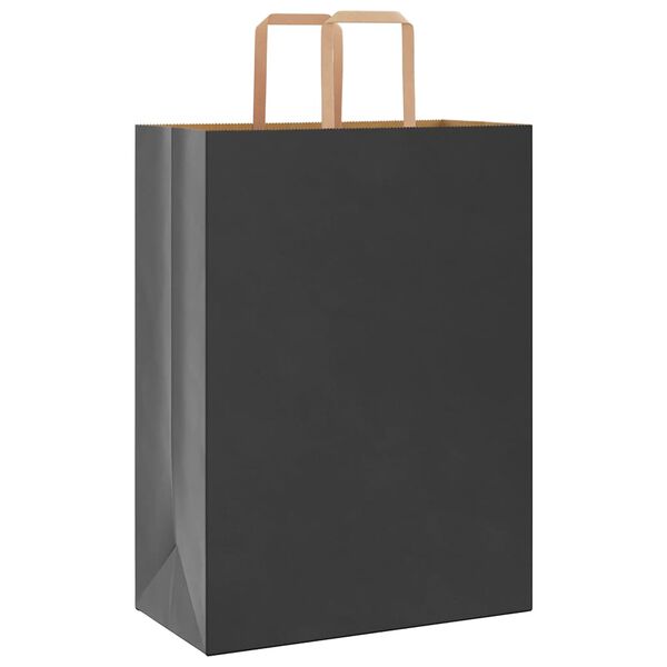 vidaXL Pungi de h&acirc;rtie 250 buc cu m&acirc;nere negre 32x17x44 cm