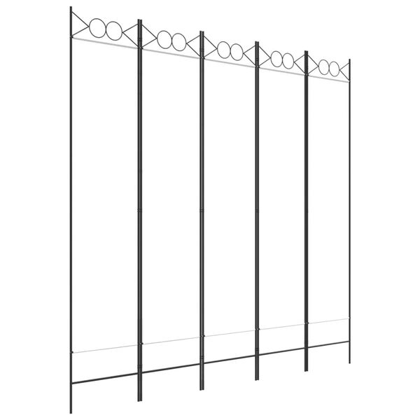 vidaXL Paravan de cameră cu 5 panouri, alb, 200x200 cm, textil