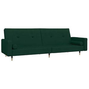 vidaXL Canapea extensibilă cu 2 locuri, 2 perne, verde &icirc;nchis catifea