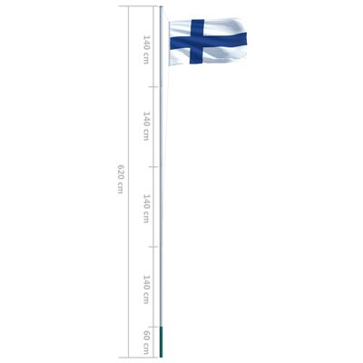 vidaXL Drapel Finlanda și stâlp din aluminiu, 6,2 m
