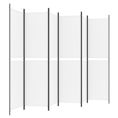 vidaXL Paravan de cameră cu 6 panouri, alb, 300x200 cm, textil