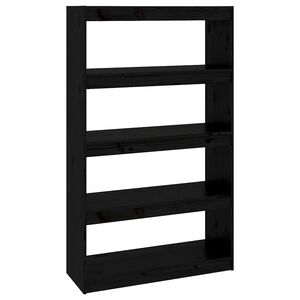 vidaXL Bibliotecă/Separator cameră negru 80x30x135,5 cm lemn masiv pin