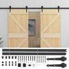 vidaXL Ușă glisantă 2 pcs Natural și Negru Lemn masiv de pin