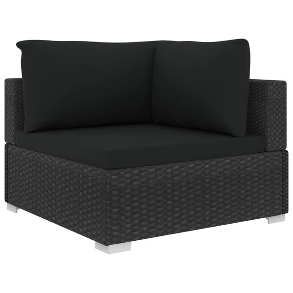vidaXL Set mobilier de grădină cu perne, 11 piese, negru, poliratan