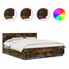 vidaXL Cadru de pat Stejar fumuriu 200 x 200 cm Lemn prelucrat
