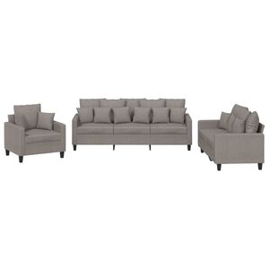 vidaXL Set de canapele cu perne, 3 piese, gri taupe, textil