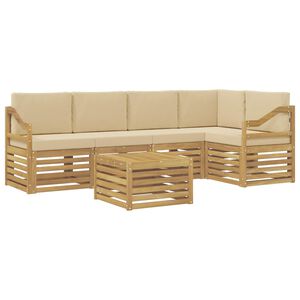 vidaXL Set de canapele de exterior 6 buc. Alb și Bej Poliester