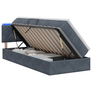 vidaXL Pat cu LED și saltea Gri &icirc;nchis 90 x 190 cm Catifea