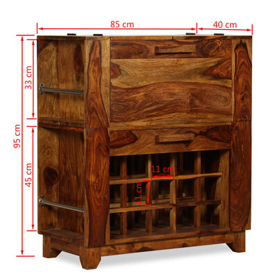 vidaXL Dulap bar din lemn masiv de sheesham, 85 x 40 x 95 cm