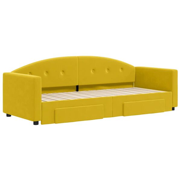vidaXL Pat de zi cu extensie și sertare, galben, 80x200 cm, catifea