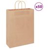 vidaXL Pungi de h&acirc;rtie 50 buc cu m&acirc;nere maro 32x12x42 cm