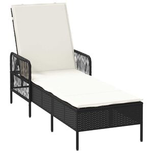 vidaXL Șezlong cu pernă 1-persoană Negru 157 x 55 x 92cm poliratan