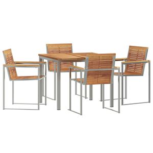 vidaXL Set de masă pentru grădină 5 pcs Maro Lemn solid de tec