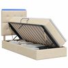 vidaXL Pat cu LED și saltea Crem 90 x 200 cm Țesătură