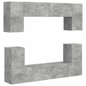 vidaXL Set comodă TV Pe perete 5 pcs Gri din beton Lemn compozit