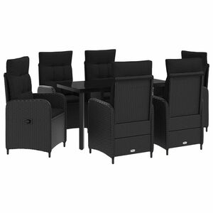 vidaXL Set masă de canapea cu pernă cu pernă 7 pcs Negru