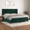 vidaXL Pat box spring cu saltea, verde &icirc;nchis, 200x200 cm, catifea