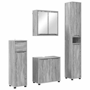 vidaXL Set de mobilier pentru baie 4 pcs Gri Sonoma Lemn compozit