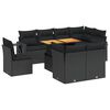 vidaXL Set mobilier de grădină cu perne, 9 piese, negru, poliratan