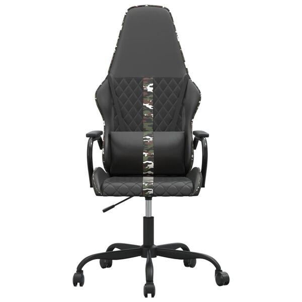 vidaXL Scaun de gaming de masaj, camuflaj și negru, piele ecologică