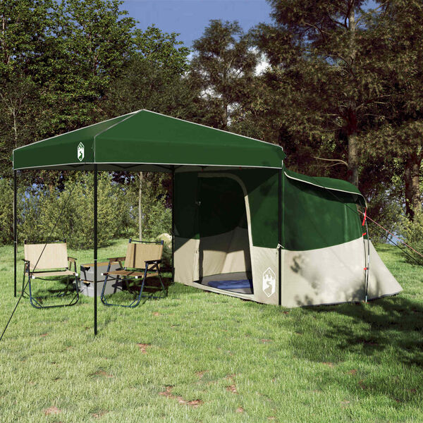 vidaXL Set Cort pentru Camping 2 pcs Verde Tafetă și Material