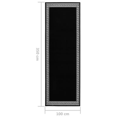 vidaXL Covor traversă, negru cu motiv, 100x350 cm, BCF