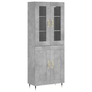 vidaXL Dulap &icirc;nalt, gri beton, 69,5x34x180, lemn compozit