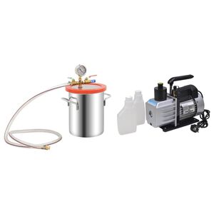 vidaXL Cameră de vid cu pompă &icirc;n 2 trepte, 5,5 L