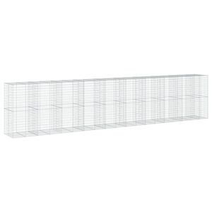 vidaXL Coș gabion cu capac, 950x100x200 cm, fier galvanizat
