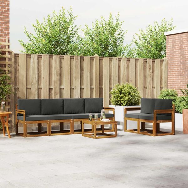 vidaXL Set de canapele de exterior cu pernă 7 pcs Natural și Antracit