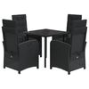 vidaXL Set mobilier de grădină cu perne, 5 piese, negru, poliratan