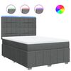 vidaXL Pat box spring cu saltea, gri &icirc;nchis, 140x190 cm, textil