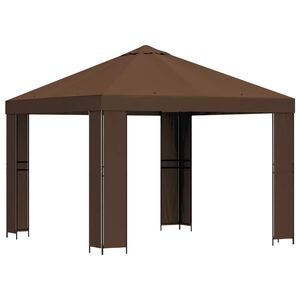 vidaXL Foișor 3 x 3 m Maro Poliester și oțel 190 gsm