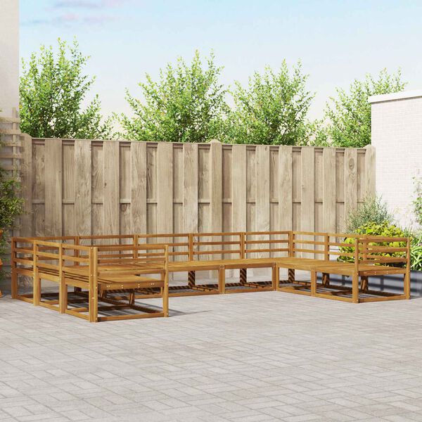vidaXL Set de canapele de exterior 9 pcs natural Lemn Solid de Acacia