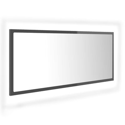vidaXL Oglindă de baie cu LED, gri extralucios, 100x8,5x37 cm