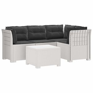 vidaXL Sofa de Grădină 4-Locuri cu Perne Aspect Ratan PP Alb