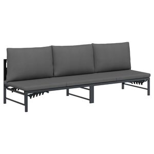 vidaXL Șezlong pentru 3 persoane Negru 200 x 62 x 59,5 cm Textilenă