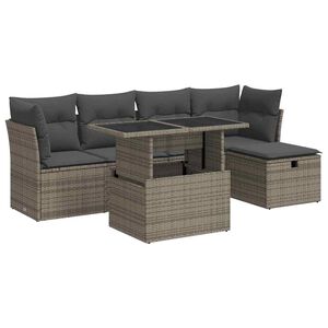 vidaXL Set mobilier grădină cu perne, 6 piese, gri, poliratan