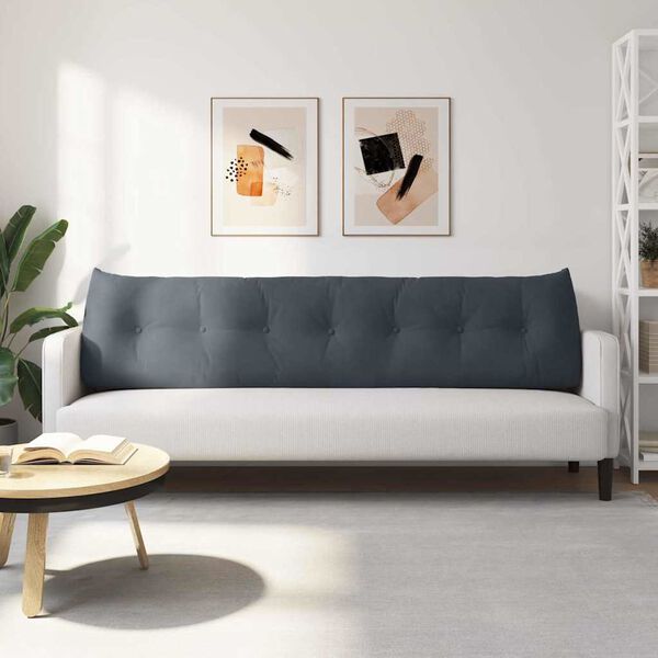 vidaXL Perna pentru spate Gri &icirc;nchis 200 x 24 x 50 cm Catifea