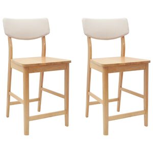 vidaXL Scaune de dining 2 buc. Lemn Solid de Cauciuc natural