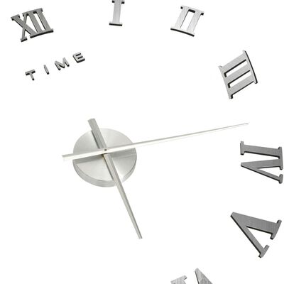 vidaXL Ceas de perete 3D, argintiu, 100 cm, XXL, design modern