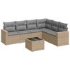 vidaXL Set canapele de grădină, 7 piese, cu perne, bej, poliratan