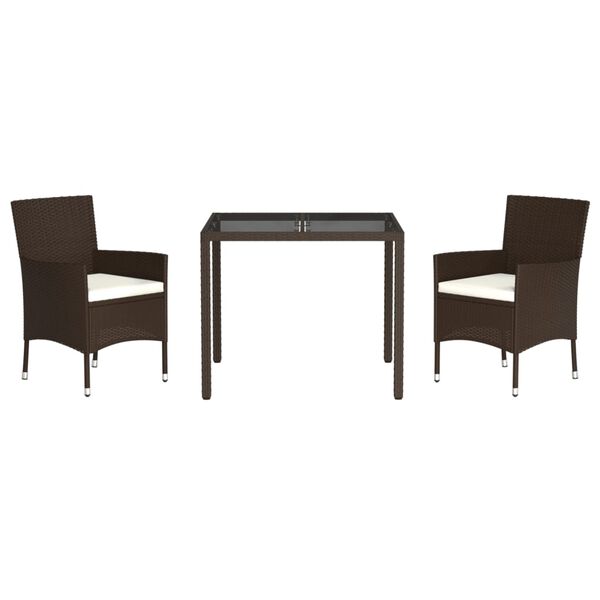 vidaXL Set mobilier de grădină cu perne, 3 piese, maro, poliratan